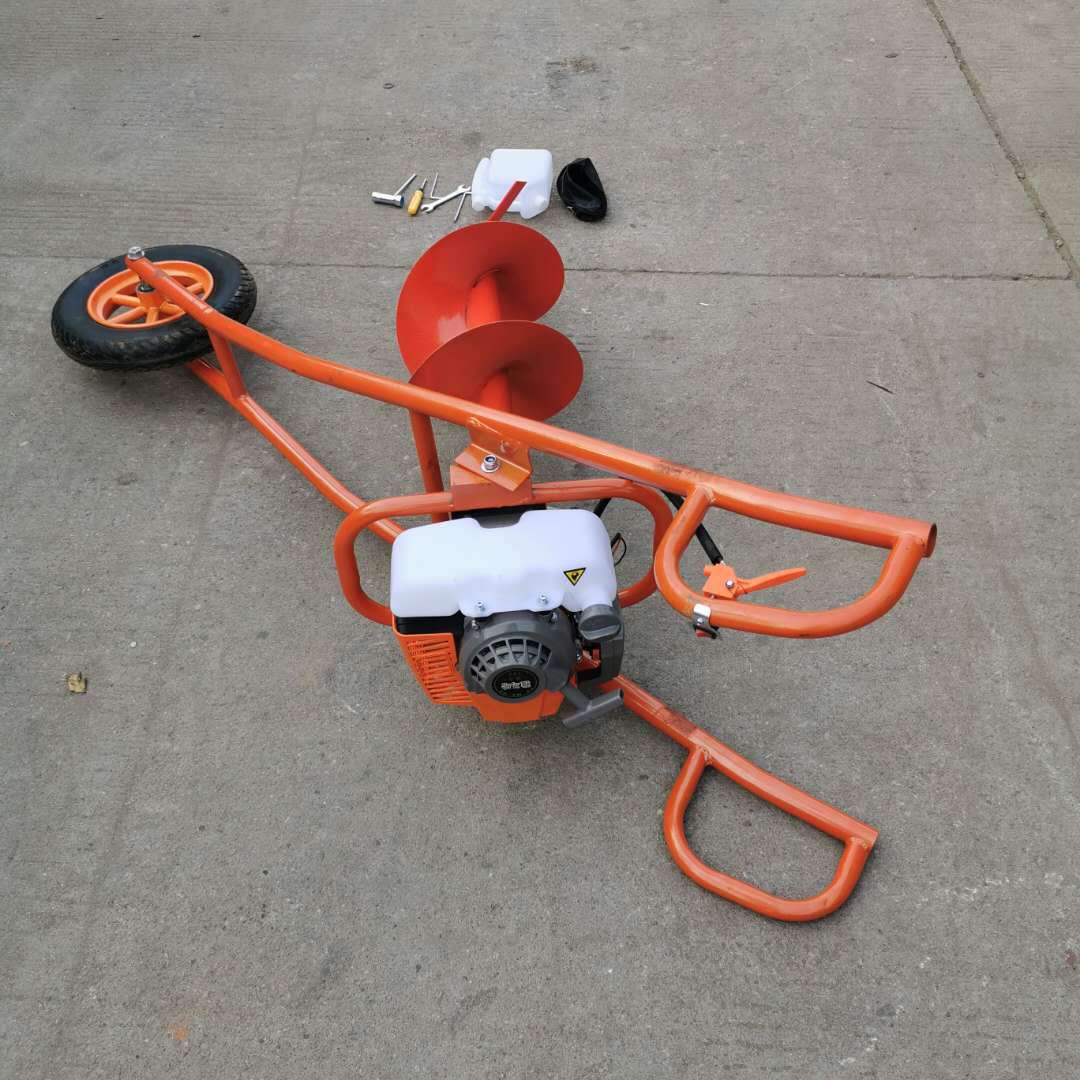 小型手推独轮挖坑机植树挖洞机螺旋式挖坑机小型钻地机