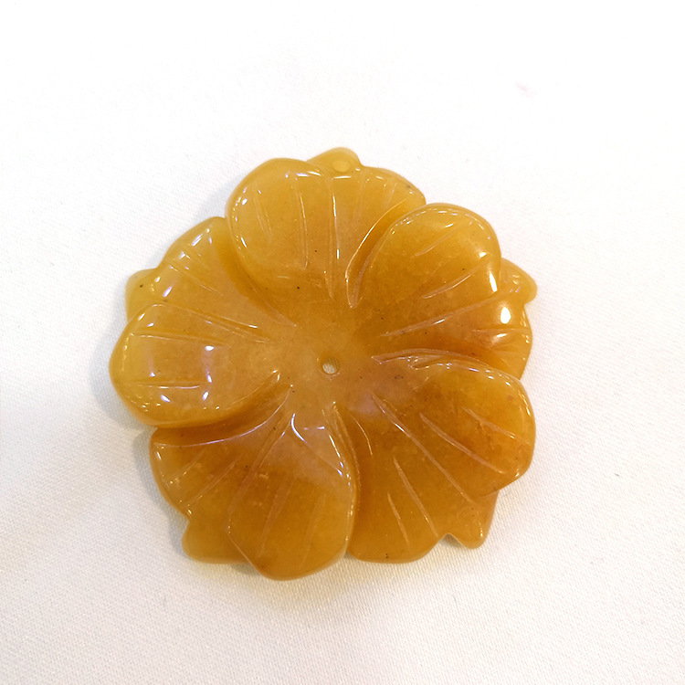 五瓣花黄玉吊坠 厂家供应 亚马逊专供货源 花吊坠 玉石配件 饰品