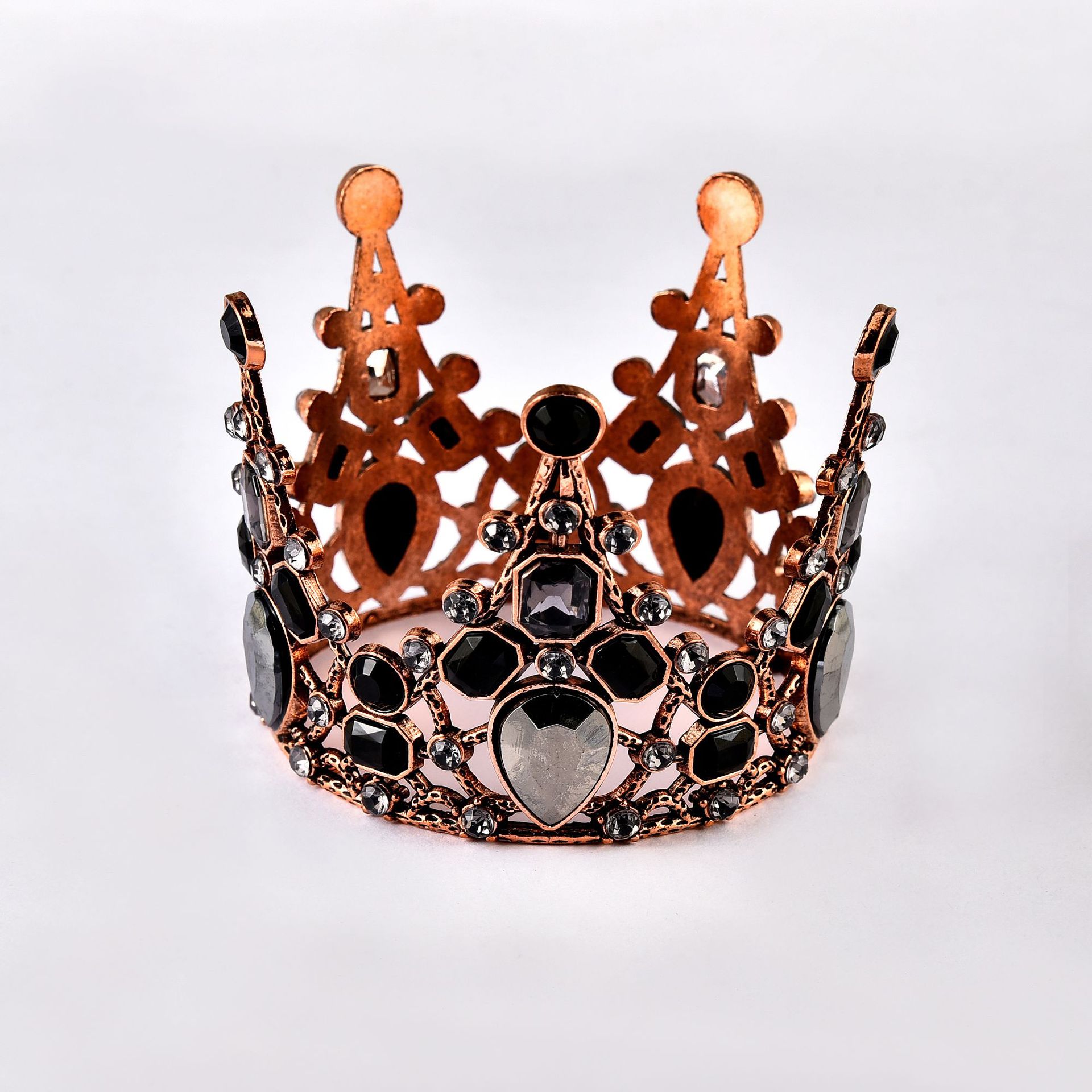 巴洛克儿童生日皇冠蛋糕装饰黑迷你皇冠鲜花烘焙摆件小圆皇冠现货