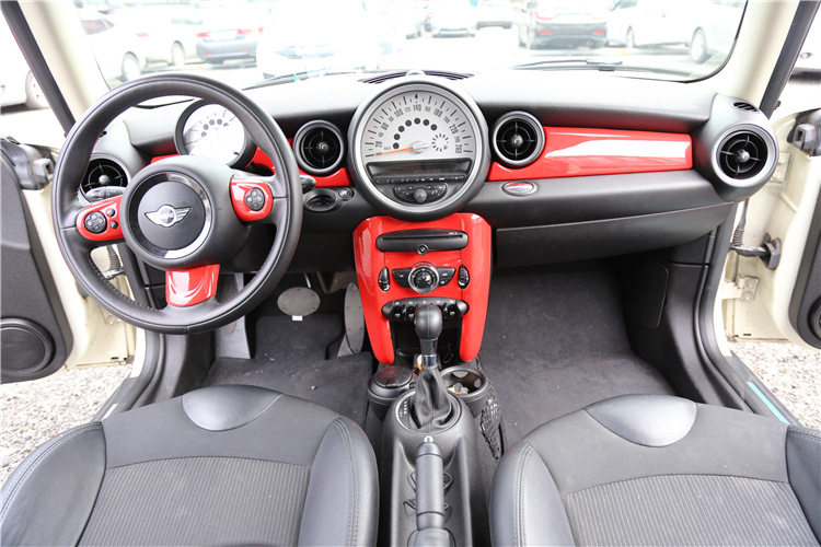 宝马迷你cooper改装clubman内饰r55/r56方向盘碳纤维贴件桃木mini