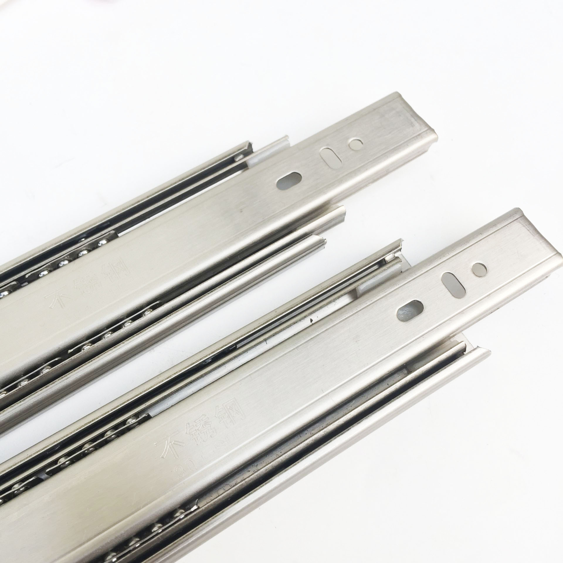 4512不锈钢抽屉滑轨三节加厚消音导轨橱柜侧装滑轨