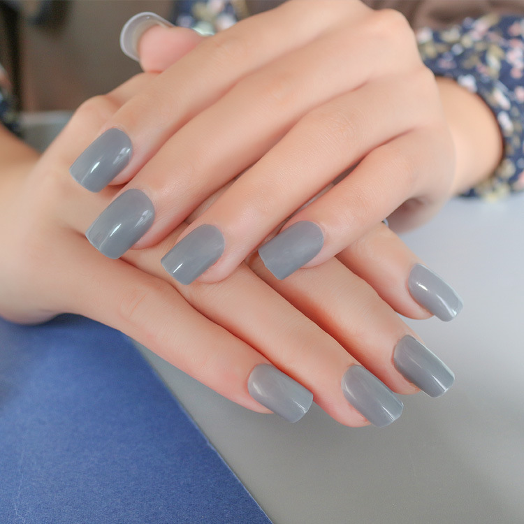 24片穿戴甲片姨妈色灰色艳红色成品纯色单色美甲贴片