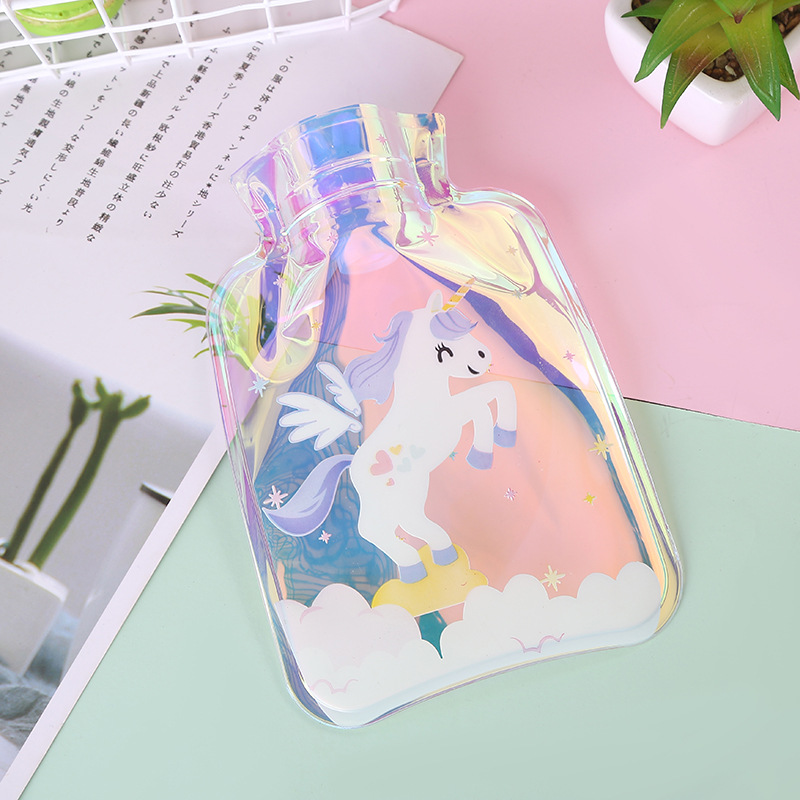 Internet Celebrity Laser Hot Water Bag Colorful Transparent Cartoon Mini Hand Warmer Girl Portable Student Water Injection Hand Warmer