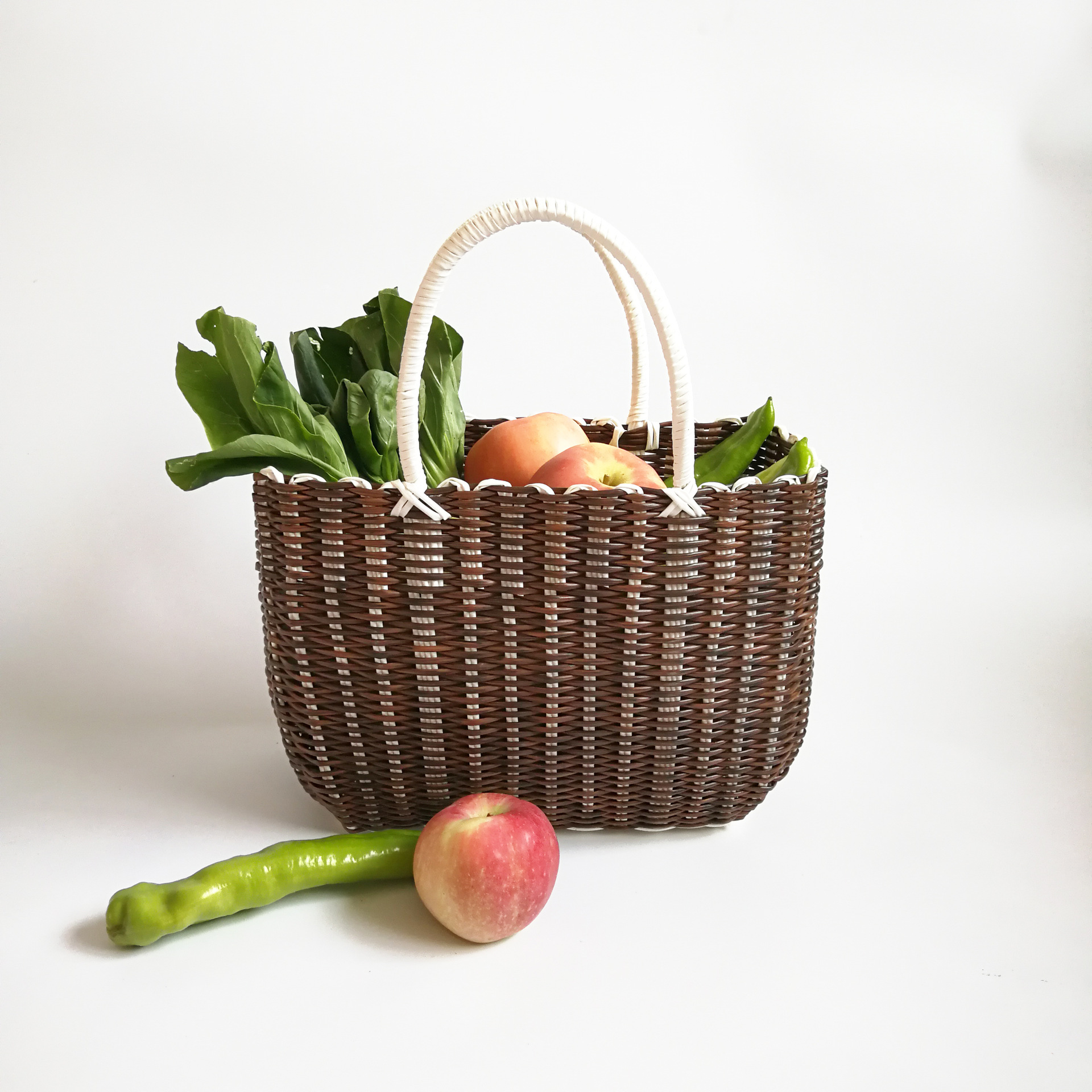 塑料编织手提收纳篮购物礼品篮筐大号菜篮子批发代发洗澡篮买菜筐