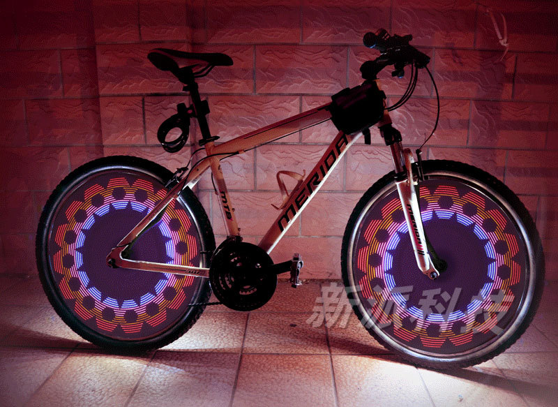 自行车山地车风火轮42变骷髅头山地车风火轮灯双感应辐条灯款轱辘