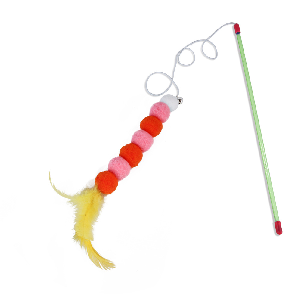1PC Teaser Feather Toys Kitten Funny Colorful Rod Cat Wand Toys Plastic Pet Cat Toys Interactive Stick Pet Cat Supplies