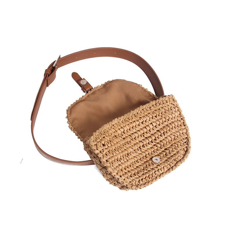 2018新款时尚简约钩针腰包草编包沙滩女包旅游度假包包