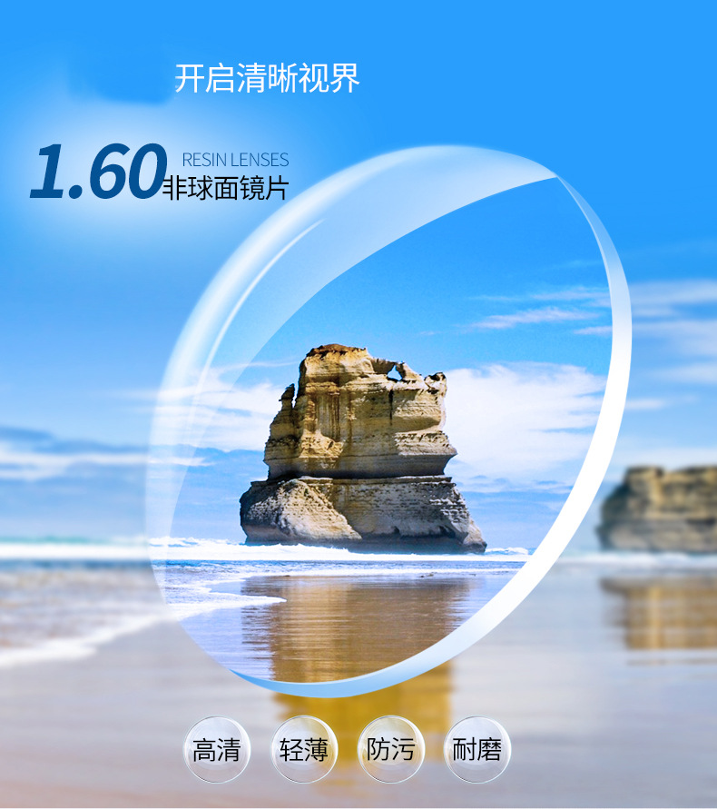 2片装 防蓝光镜片1.67纤薄光学树脂高清护目1.56非球面近视眼镜片