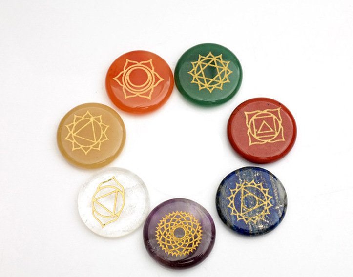 chakra reiki crystals七脉轮石套装 能量瑜伽疗愈石能量摆件