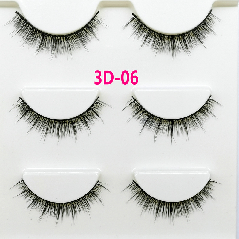 3d-06 Three Pairs of 3D Multi-Layer Short Nude Makeup Realistic Natural Long Simulation Sharpening Eyelash