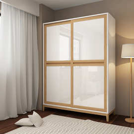 北欧衣柜两门推拉门卧室家具板式移门大衣橱现代简约烤漆趟门衣柜