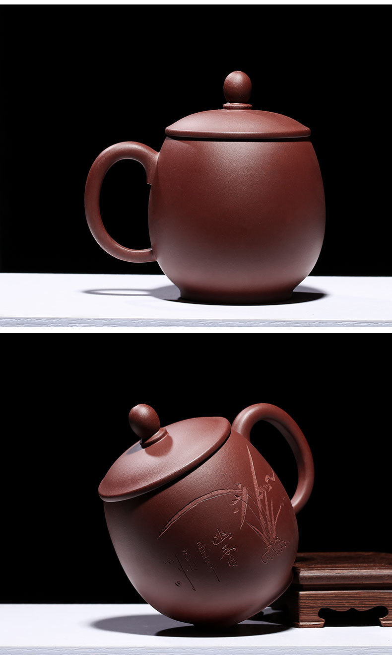 宜兴原矿紫砂杯批发全手工制作龙蛋盖杯礼品定厂家直销一件代发货