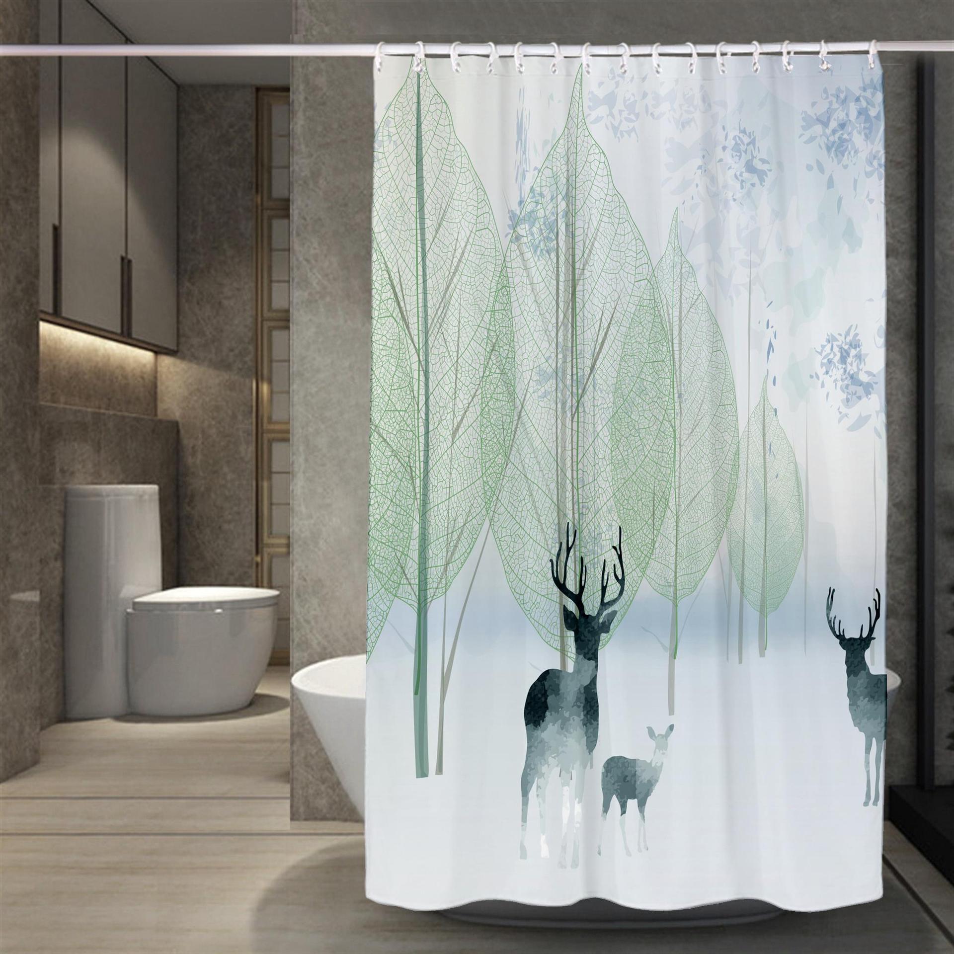 定制多规格浴室挂帘 防水防霉卫生间ins风浴帘淋浴间干湿隔断帘