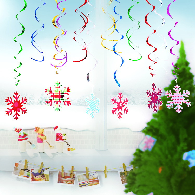 Cross-Border Supply New Christmas Spiral Decorative PVC Hanging Christmas Party Spiral Pendant Scene Layout Decoration Garland