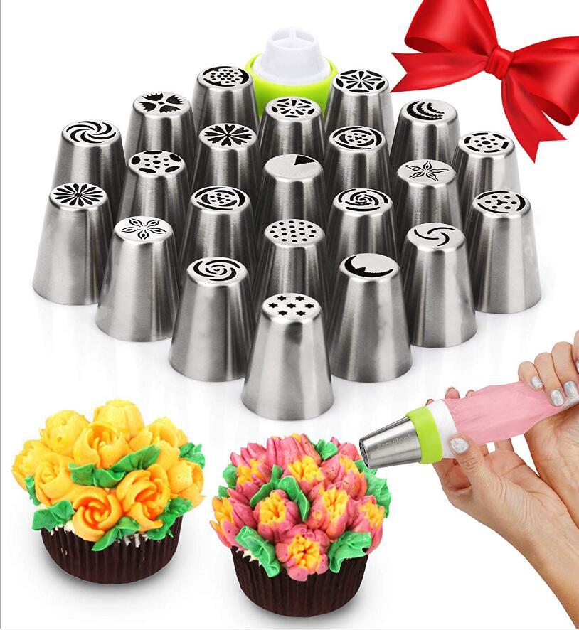 亚马逊热销39件套俄罗斯裱花嘴套装大号不锈钢挤花头转换器裱花袋