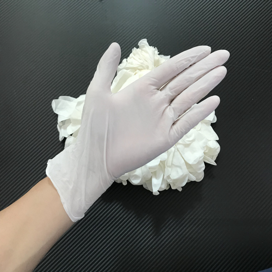 9寸白色丁腈手套a级 橡胶手套劳保防护清洁耐油防静电手套批发