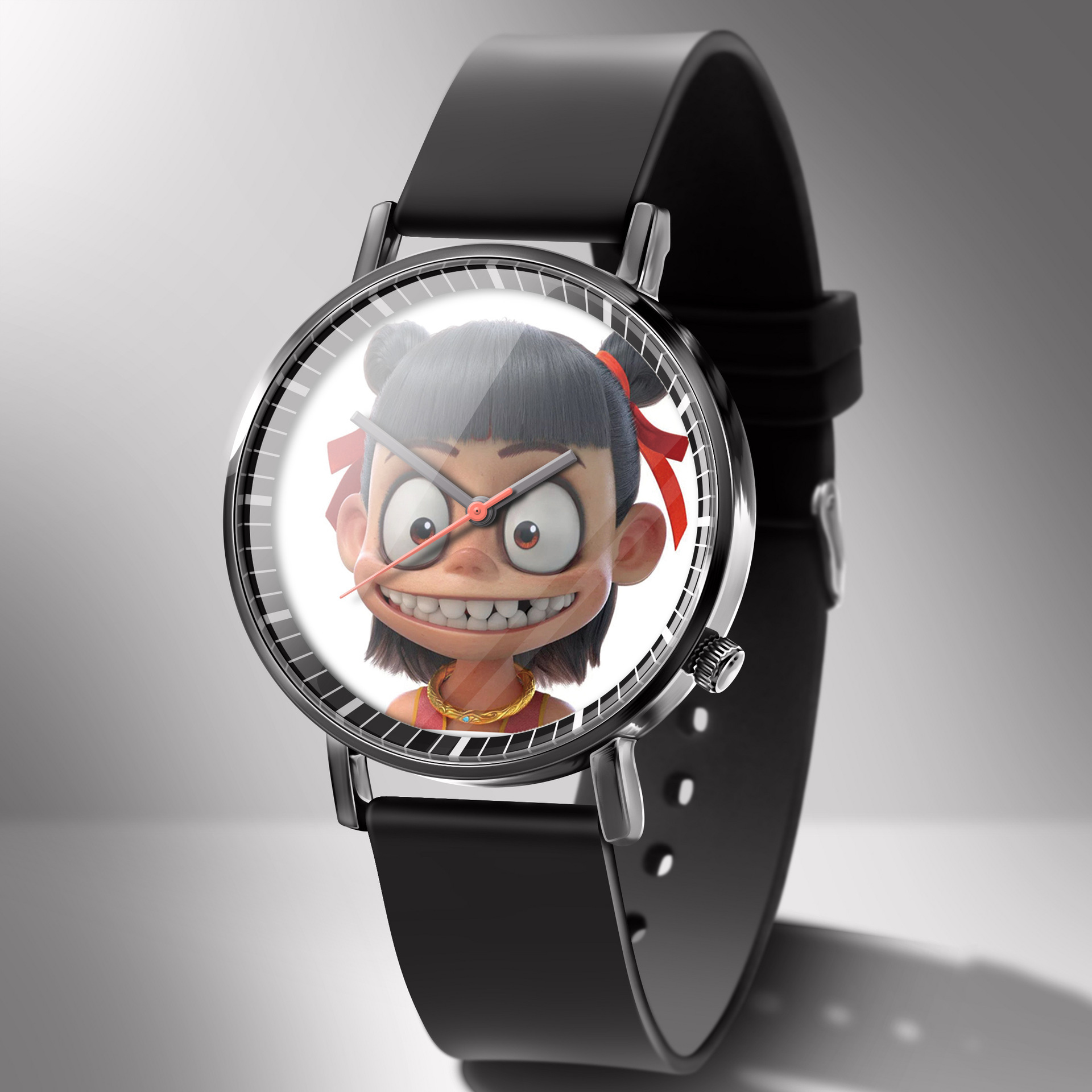 2019国产动漫哪吒手表表情包手表休闲时尚学生百搭校园石英腕表