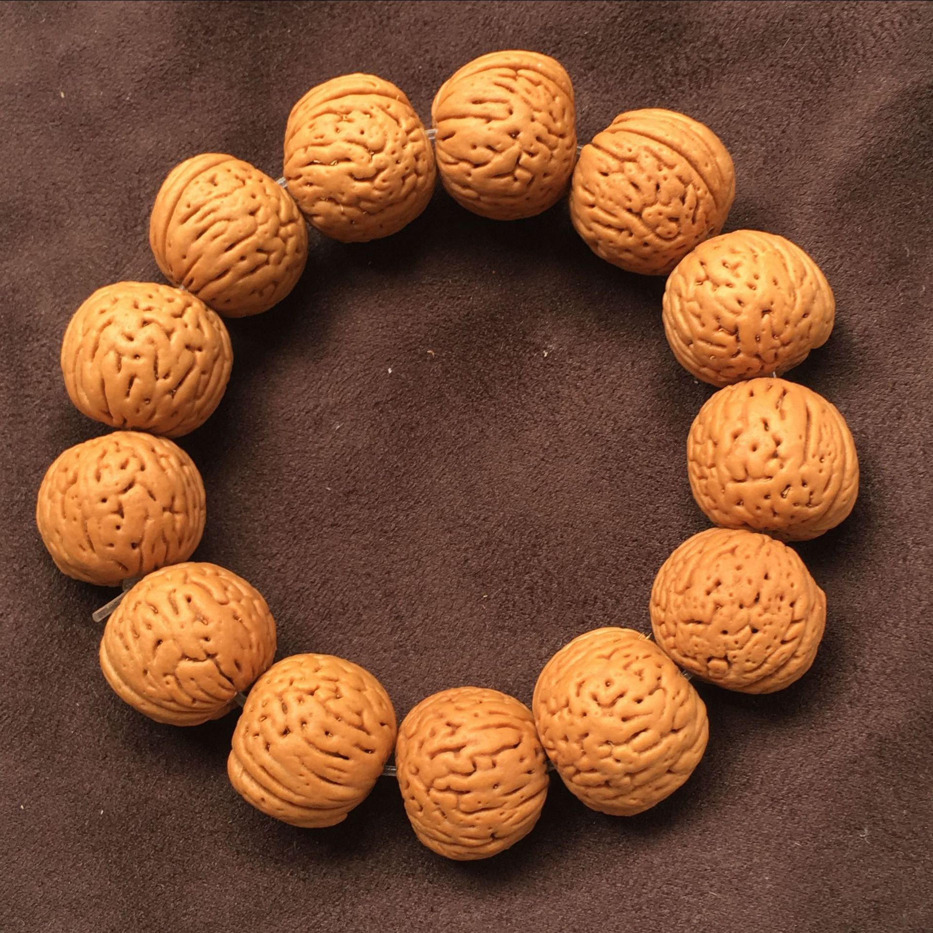 天然桃胡核桃手串密纹脑纹文玩菩提一件代发直播供货