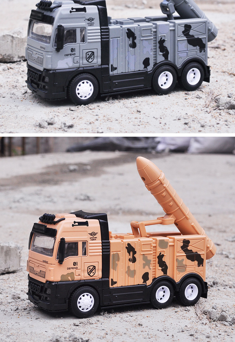 合金军事战车 迷彩导弹车儿童模型玩具车模 回力音乐闪光 新款