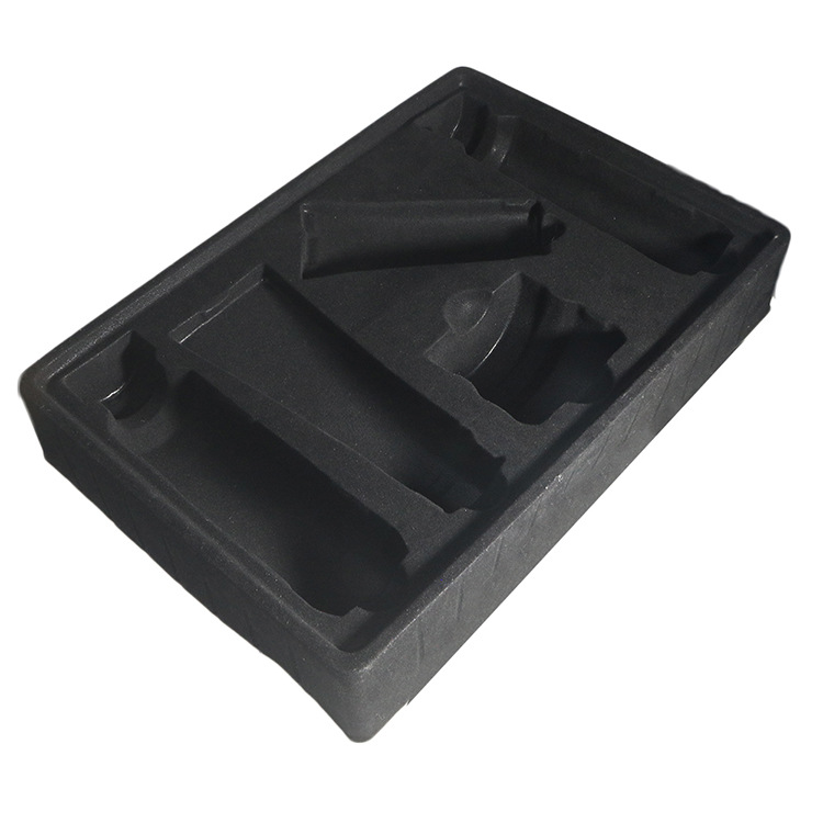 厂家定制ps植绒吸塑内托化妆品黑色防静电吸塑托盘吸塑包装盒