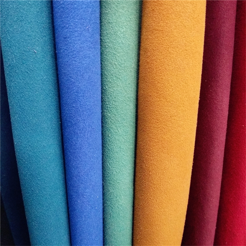 6皮兜翻毛皮革耐磨定岛不掉色彩色绒面超纤