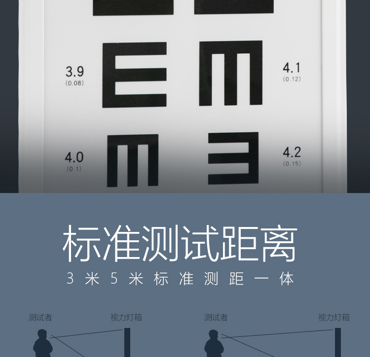 led标准对数视力表5米e字儿童超薄led医用测视力表灯箱
