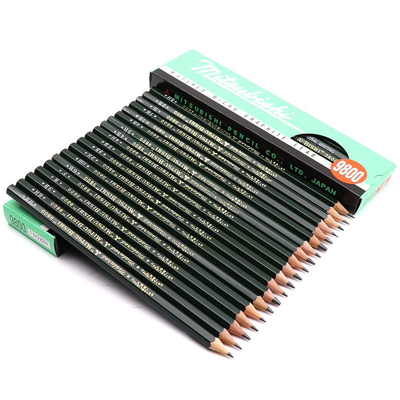 厂家直销盒装三菱铅笔9800专业铅笔 绘图美术绘画素描12支铅笔