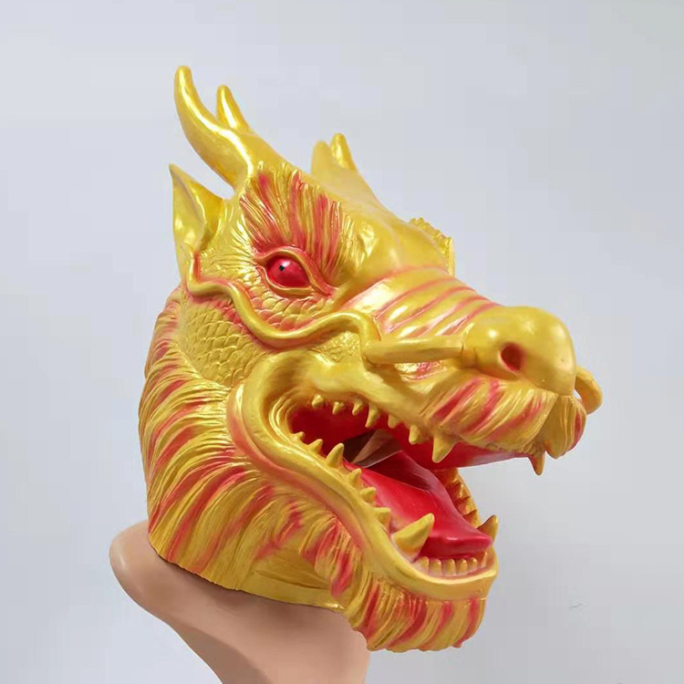 节日cos万圣节道具 龙头面具动物头套 乳胶面具 金龙搞怪头套