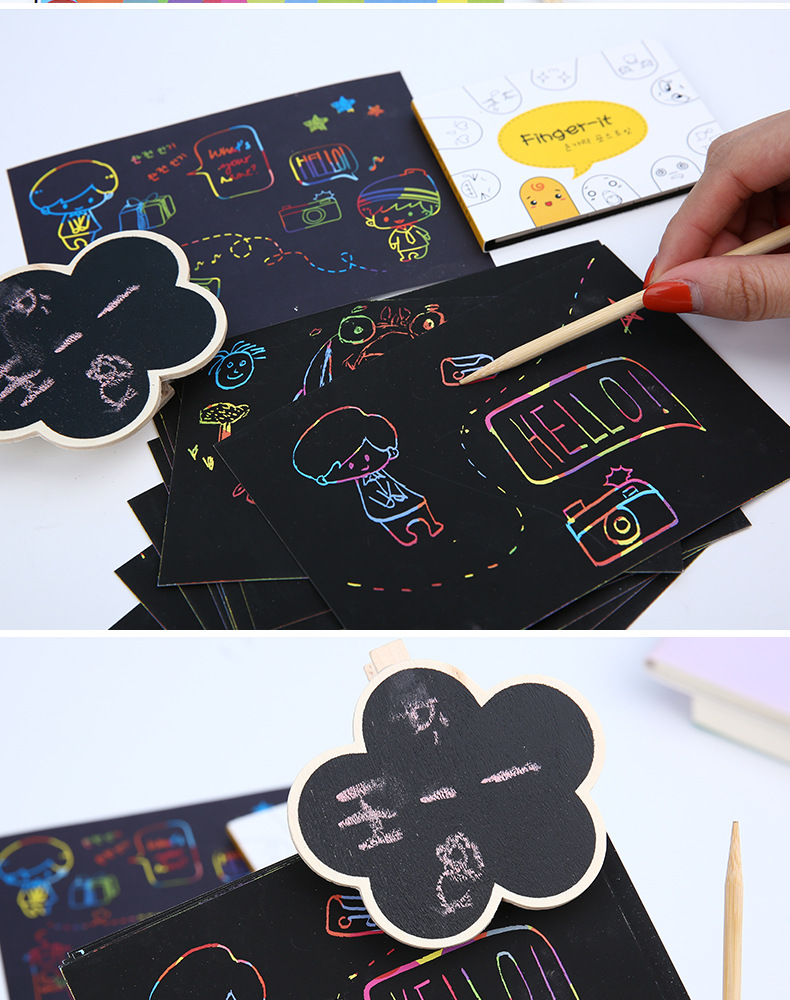 彩虹色梦幻图画艺术益智游戏小孩子刮画纸刮刮卡diy手工刮画4款选