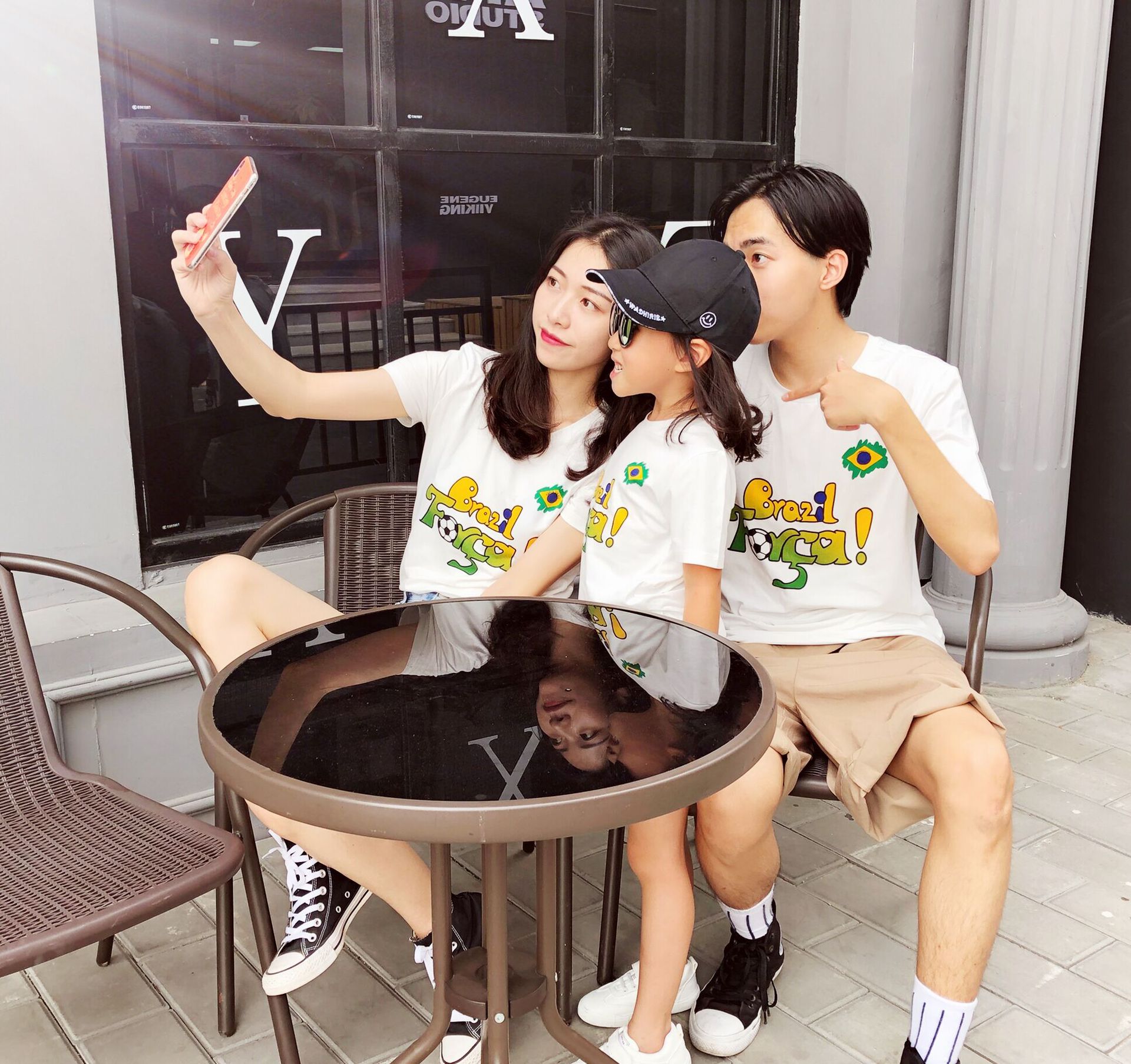 亲子装t恤夏装新款 一家三口精梳棉世界杯家庭装短袖童装批发代发