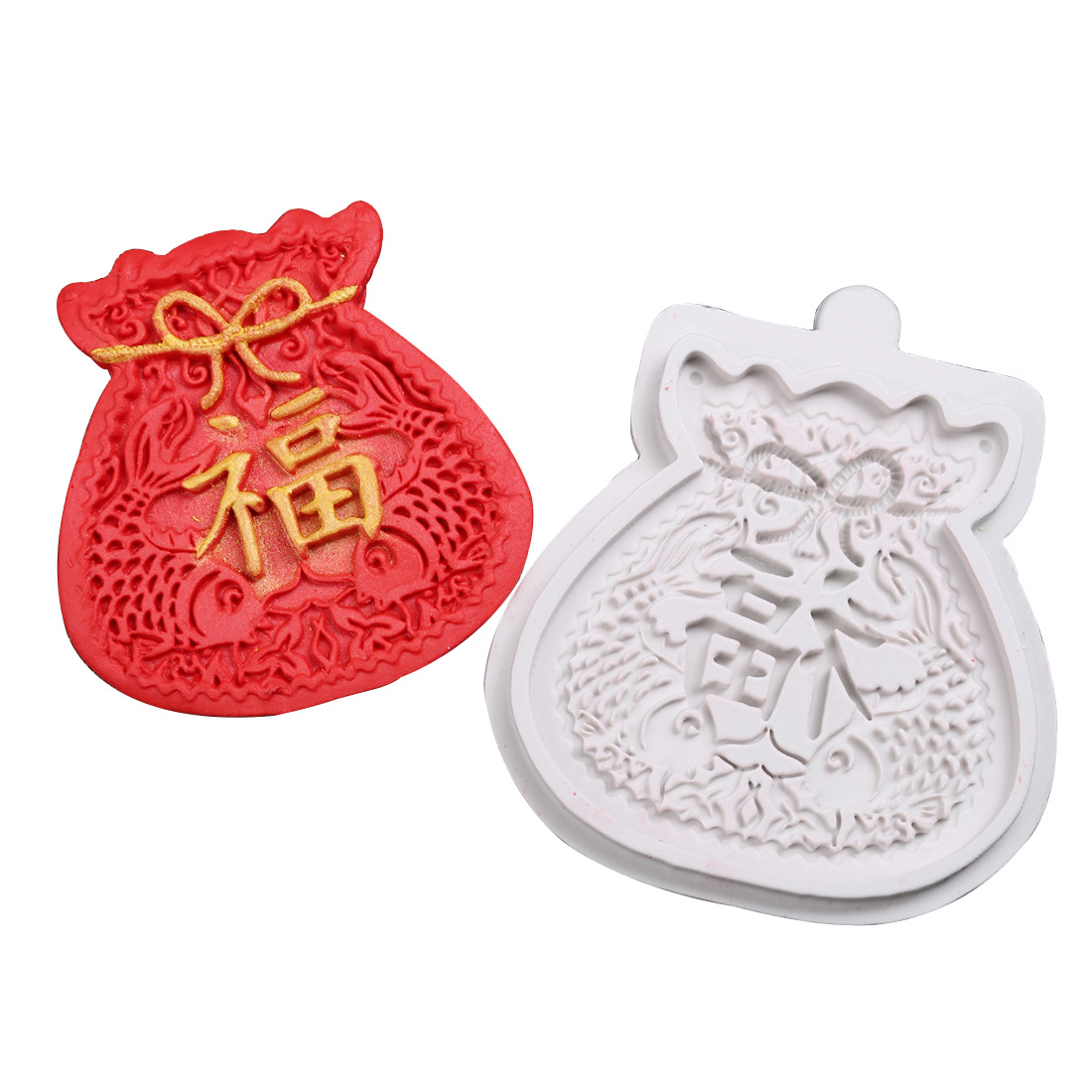 厂家直销 春节福袋 福字巧克力模 翻糖蛋糕硅胶模具 家庭烘焙工具