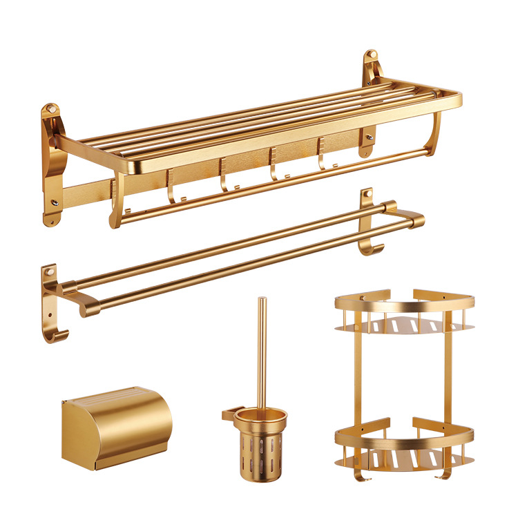 太空铝毛巾架卫生间置物架五件套浴巾架浴室五金挂件套装大礼包