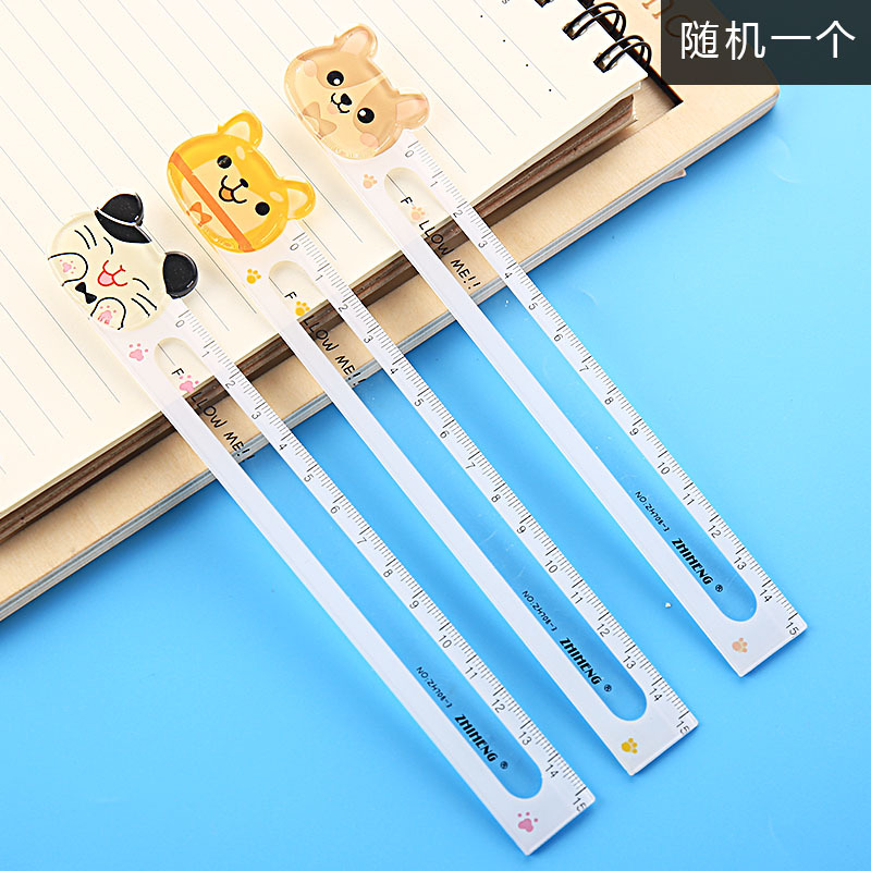 Cartoon Animal 15cm Ruler Korean Student Stationery Super Cute Measuring Tool Children Cute Plastic Painting Ruler