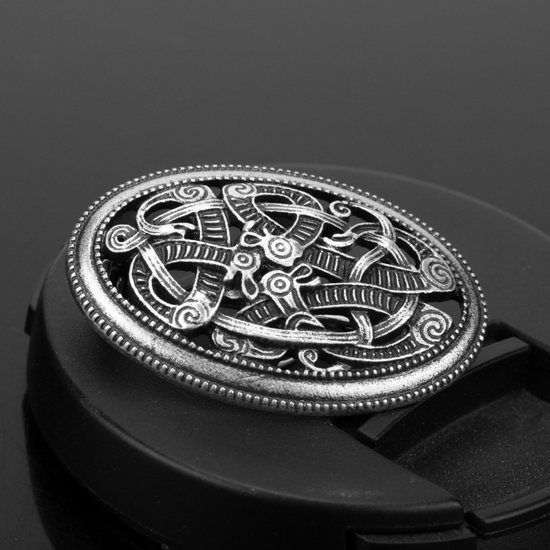 外贸热卖饰品 北欧维京人金属盾牌附身符花纹别针 复古合金胸针