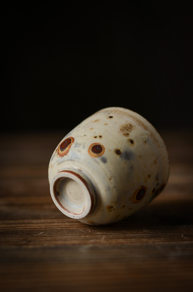 手工粗陶品茗杯陶瓷杯日式建盏小茶杯品杯创意雀翎苏打水杯泡茶杯