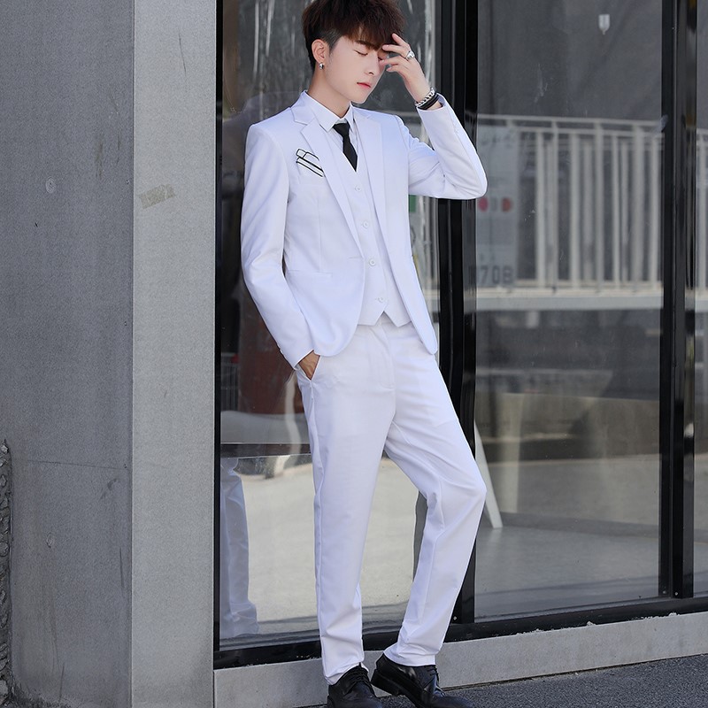 西服套装男新郎结婚礼服男士三件套修身韩版四季青年英伦风小西装