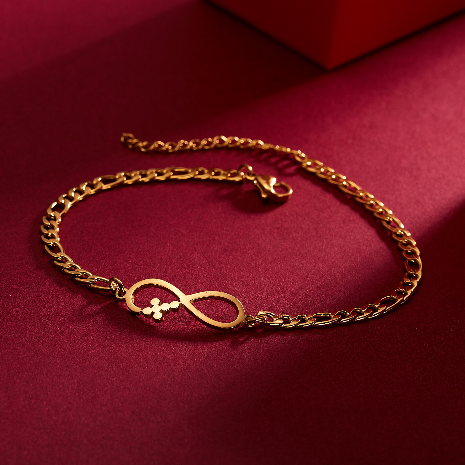 欧美创意新品infinite 8字十字架不锈钢手链时尚百搭手饰厂家批发