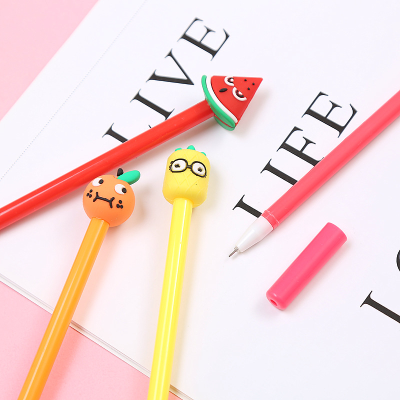 厂家直销创意立体水果中性笔卡通学习文具可爱办公用品水性签字笔
