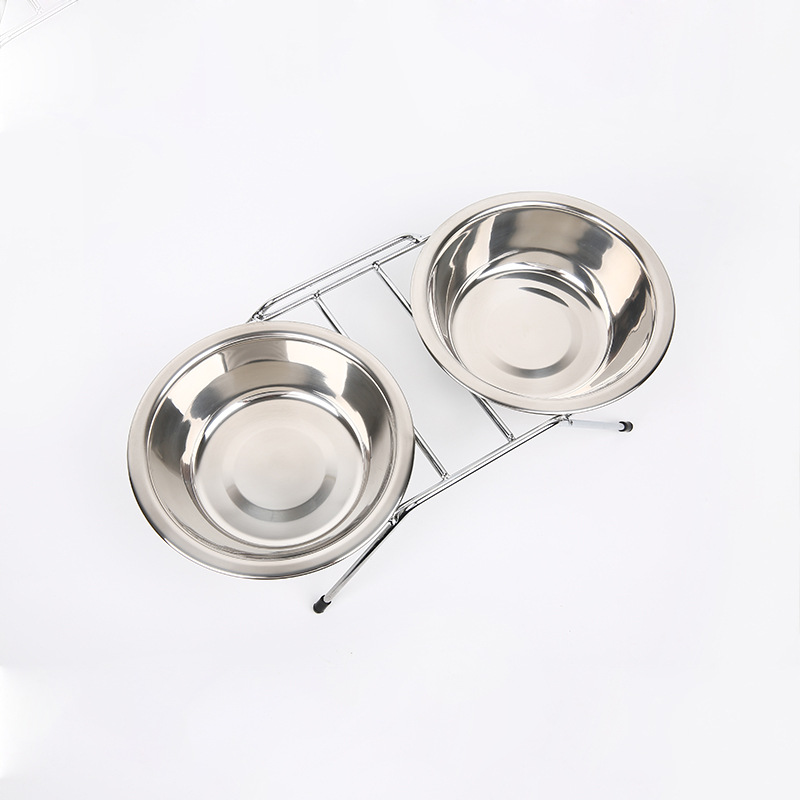 宠物专用碗四脚防倒更稳定双格水粮分离铝合金碗防咬防摔厂家直销
