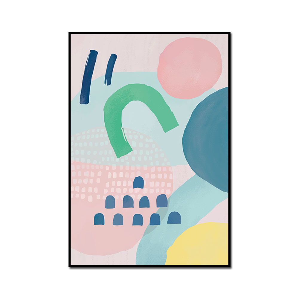 跨境热销现代北欧自然暖色抽象色块多边形石纹星川画客厅装饰画芯