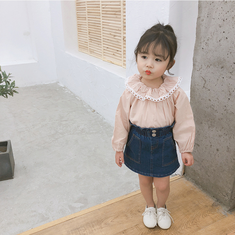 2019春季新款 韩版宝宝纯棉蕾丝花边领娃娃衫 婴幼童宝宝长袖上衣