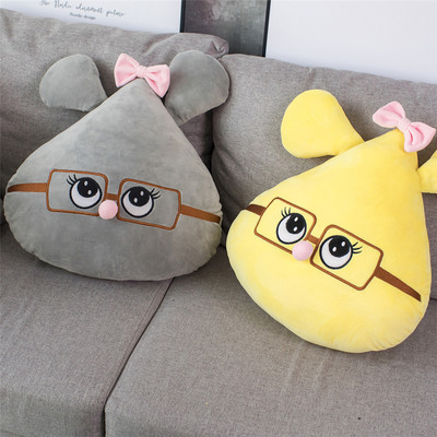 眼镜老鼠公仔抱枕圆滚滚卡通靠枕毛绒公仔布娃娃生日礼物厂家直销