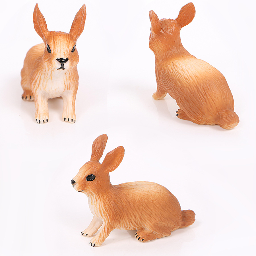 仿真野生动物兔模型景观装饰摆件pvc公仔手办实心玩偶10款造型