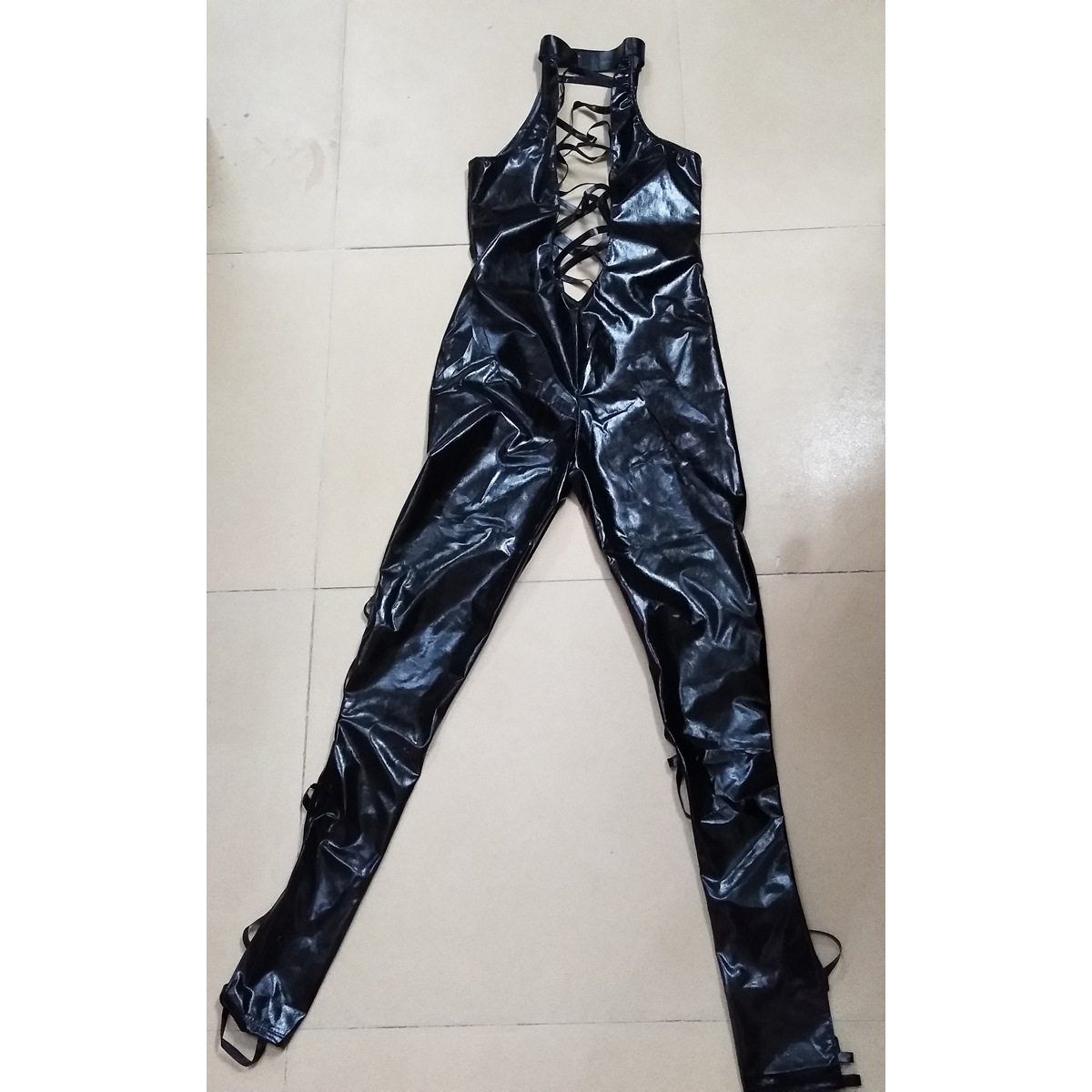 欧美女式性感紧身漆皮装睡衣 连体衣 仿皮女士情趣内衣