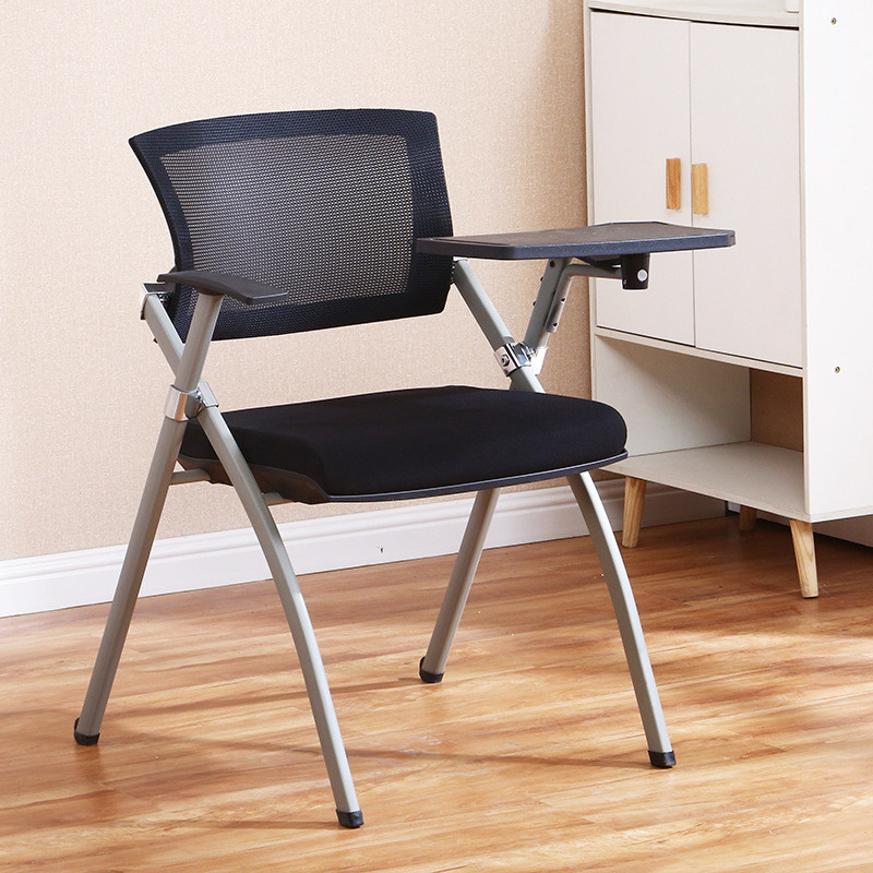 折叠培训椅带写字板会议椅带小桌板椅子加厚透气办公室开会椅