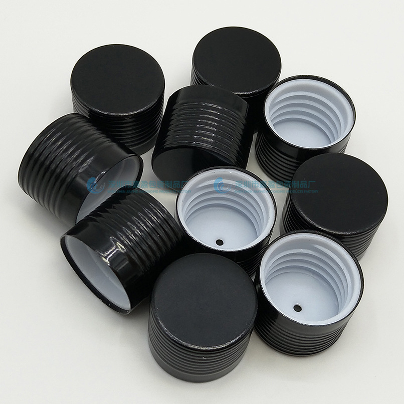 现货18牙黑色螺纹盖 精油瓶铝盖 电化铝滚丝盖 玻璃瓶盖 精华液瓶