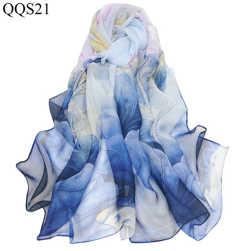 New High-Quality Georgette Silk Scarf Women's Korean-Style Fashionable Printed Silk Scarf Shawl Spring, Summer, Autumn and Winter Four Seasons Thin Scarf