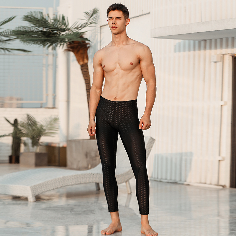 Jiehu Swimsuit Men's Swimsuit Two-Piece Quick-Drying Waterproof Solid Color Swimming Trunks Men's Swimwear
