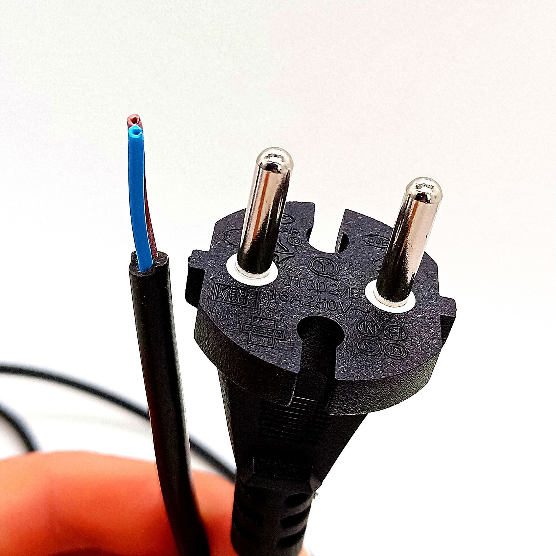 厂家直销欧规欧标两芯两插电源线插头欧洲两圆插电源线插头八字尾