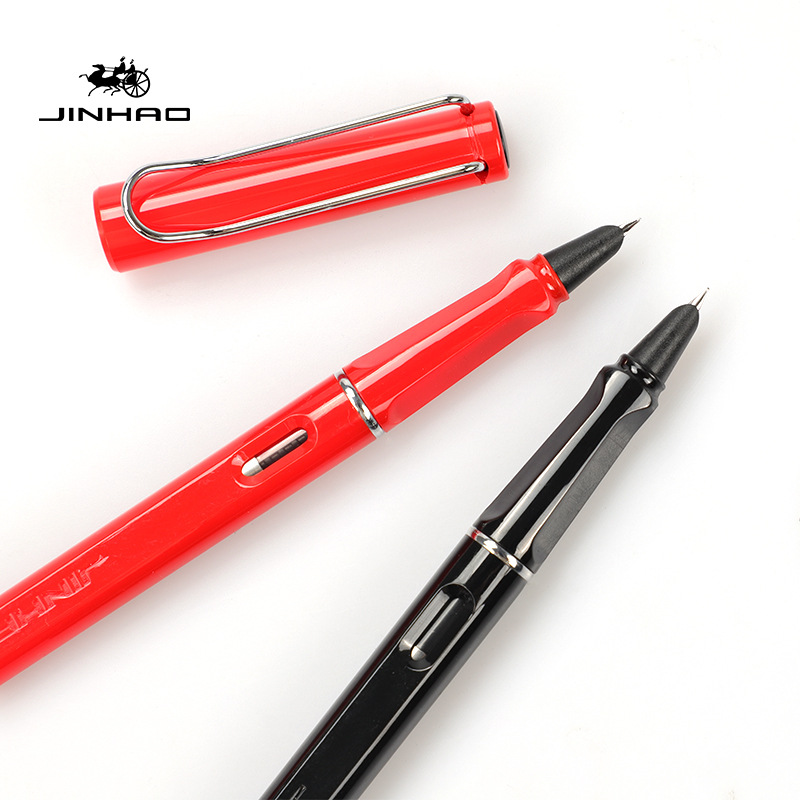 弹簧夹可换墨囊学生透明塑料钢笔定制,初级书法班入门钢笔26号尖